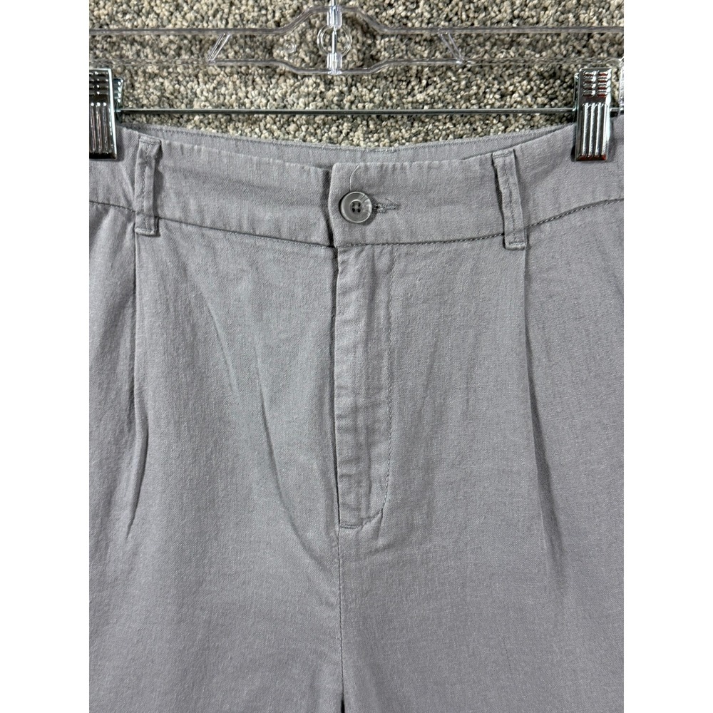 Rewash Brand Grey Linen Blend Wide Leg Pleated High Rise Trousers Pants 29 Waist - Picture 6 of 11
